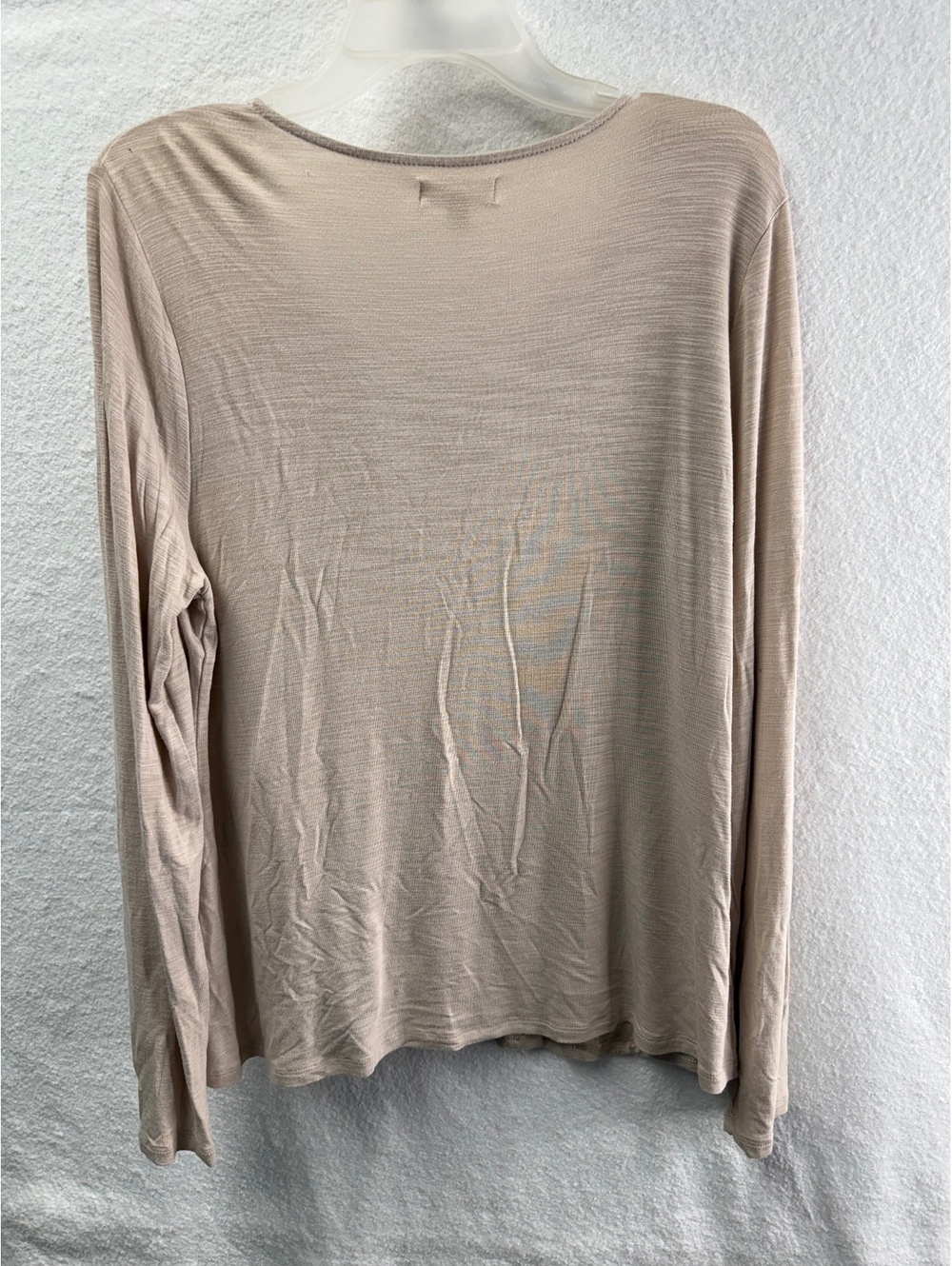 Cupio Large Beige Long Sleeve Embroidered Knit Top